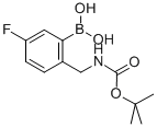 structure of CAS# 850568-43-3, (2-Boc-Aminomethyl-5-Fluorophenyl)Boronic Acid;2-{[(Tert-Butoxycarbonyl)Amino]Methyl}-5-Fluorobenzeneboronic Acid;2-AMINOMETHYL-5-FLUOROBENZENEBORONIC ACID, N-BOC PROTECTED;2-T-BUTOXYCARBONYLAMINOMETHYL-5-FLUOROPHENYLBORONIC ACID