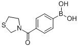 structure of CAS# 850589-33-2, 4-(Thiazoline-3-Carbonyl)Benzeneboronic Acid;4-(1,3-Thiazolidin-3-Ylcarbonyl)Benzeneboronic Acid 97%;4-(3-Thiazolidinylcarbonyl)Benzeneboronic Acid, 97%;4-(1,3-Thiazolidin-3-Ylcarbonyl)Benzeneboronic Acid