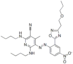 CAS 登录号：85392-22-9， 2,6-二(丁基氨基)-4-甲基-5-[[4-硝基-2-[3-(2-丙氧乙基)-1,2,4-恶二唑-5-基]苯基]偶氮]烟腈