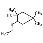 CAS 登录号：85567-25-5， 4-(乙硫基)-3,7,7-三甲基双环[4.1.0]庚烷-3-醇