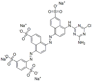 CAS 登录号：85586-80-7， 2-[[4-[[4-[(4-氨基-6-氯-1,3,5-三嗪-2-基)氨基]-6-磺酸基-1-萘基]偶氮]-7-磺酸基-1-萘基]偶氮]苯-1,4-二磺酸四钠