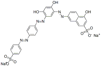 CAS#: 85959-24-6， Disodium 7-((2,4-Dihydroxy-5-((4-((4-Sulphonatophenyl)Azo)Phenyl)Azo)Phenyl)Azo)-4-Hydroxynaphthalene-2-Sulphonate