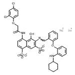 CAS#: 85959-53-1， Disodium 6-({2-[2-(cyclohexylamino)phenoxy]phenyl}diazenyl)-4-{[(2,4-dichlorophenoxy)acetyl]amino}-5-hydroxy-1,7-naphthalenedisulfonate