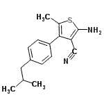 结构式 CAS# 861408-82-4, 2-氨基-4-(4-异丁基苯基)-5-甲基-3-噻吩甲腈