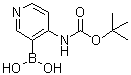 结构式 CAS# 863752-59-4, 叔丁氧羰基-4-氨基吡啶-3-硼酸