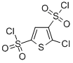 structure of CAS# 86806-70-4, 5-Chlorothiophene-2,4-Disulfonyl Dichloride;2-CHLOROTHIOPHENE-3,5-BIS(SULFONYL CHLORIDE);5-Chlorothiophene-2,4-Disulphonyl Dichloride;5-CHLOROTHIOPHENE-2,4-DISULFONYL DICHLORIDE