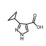 structure of CAS# 870704-26-0, 3-Cyclopropyl-1H-pyrazole-4-carboxylic acid;3-Cyclopropylpyrazole-4-carboxylic acid;3-CYCLOPROPYLPYRAZOLE-4-CARBOXYLICACID;5-cyclopropyl-1H-pyrazole-4-carboxylic acid