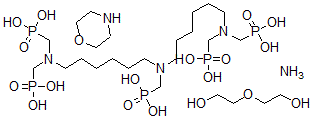 CAS 登录号：87396-22-3， [[(膦酰甲基)亚氨基]二[6,1-己烷二基次氮基二(亚甲基)]]四-膦酸反应产物与液氨-二乙二醇反应产物吗啉衍生物残余物
