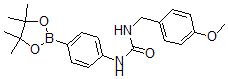 structure of CAS# 874298-21-2, 4-(3-(4-Methoxybenzyl)ureido)phenylboronic acid, pinacol ester;1-(4-METHOXYBENZYL)-3-(4-(4,4,5,5-TETRAMETHYL-1,3,2-DIOXABOROLAN-2-YL)PHENYL)UREA;4-{[(4-Methoxybenzyl)Carbamoyl]Amino}Benzeneboronic Acid, Pinacol Ester 98%;4-{[(4-Methoxybenzyl)Carbamoyl]Amino}Benzeneboronic Acid, Pinacol Ester