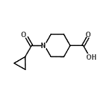 structure of CAS# 876866-50-1, 1-(Cyclopropylcarbonyl)-4-piperidinecarboxylic acid;1-(cyclopropylcarbonyl)-4-piperidinecarboxylic acid;1-Cyclopropanecarbonyl-piperidine-4-carboxylic acid;4-PIPERIDINECARBOXYLICACID, 1-(CYCLOPROPYLCARBONYL)-