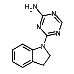 structure of CAS# 879615-84-6, 4-(2,3-Dihydro-1H-indol-1-yl)-1,3,5-triazin-2-amine;4-(2,3-dihydro-1H-indol-1-yl)-1,3,5-triazin-2-amine;4-indolinyl-1,3,5-triazine-2-ylamine;MFCD07157551