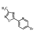 structure of CAS# 879883-63-3, 5-Bromo-2-(3-methyl-1,2,4-oxadiazol-5-yl)pyridine;5-Brom-2-(3-methyl-1,2,4-oxadiazol-5-yl)pyridin;5-Bromo-2-(3-methyl-1,2,4-oxadiazol-5-yl)pyridine;5-Bromo-2-(3-méthyl-1,2,4-oxadiazol-5-yl)pyridine