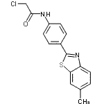 structure of CAS# 87992-61-8, 2-Chloro-N-[4-(6-methyl-1,3-benzothiazol-2-yl)phenyl]acetamide;2-Chloro-<wbr>N-[4-(3-n<wbr>itro-phen<wbr>yl)-thiaz<wbr>ol-2-yl]-<wbr>2-phenyl-<wbr>acetamide;2-chloro-<wbr>N-[4-(6-m<wbr>ethyl-1,3<wbr>-benzothi<wbr>azol-2-yl<wbr>)phenyl]a<wbr>cetamide;2-Chloro-<wbr>N-[4-(6-m<wbr>ethyl-1,3<wbr>-benzothi<wbr>azol-2-yl<wbr>)-phenyl]<wbr>acetamide