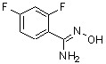 structure of CAS# 883022-90-0, 2,4-Difluoro-N'-hydroxybenzenecarboximidamide;(2,4-difluorophenyl)(hydroxyimino)methylamine;2,4-DIFLUORO-N-HYDROXY-BENZAMIDINE;2,4-Difluoro-N'-hydroxybenzene-1-carboximidamide