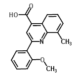 structure of CAS# 884497-38-5, 2-(2-Methoxyphenyl)-8-methyl-4-quinolinecarboxylic acid;2-(2-Methoxyphenyl)-8-methylquinoline-4-carboxylic acid;4-QUINOLINECARBOXYLICACID, 2-(2-METHOXYPHENYL)-8-METHYL-;MFCD03420035