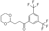 structure of CAS# 884504-38-5, 1-[3,5-Bis(trifluoromethyl)phenyl]-3-(1,3-dioxan-2-yl)-1-propanone;1-(3,5-Bi<wbr>s-Trifluo<wbr>romethyl-<wbr>Phenyl)-3<wbr>-[1,3]Dio<wbr>xan-2-Yl-<wbr>Propan-1-<wbr>One;bis-3',5'-trifluoromethyl-3-(1,3-dioxan-2-yl)propiophenone;MFCD02261839