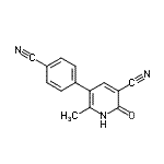 structure of CAS# 88594-78-9, 5-(4-Cyanophenyl)-6-methyl-2-oxo-1,2-dihydro-3-pyridinecarbonitrile;5-(4-Cyan<wbr>ophenyl)-<wbr>1,2-dihyd<wbr>ro-6-meth<wbr>yl-2-oxop<wbr>yridin-3-<wbr>carbonitr<wbr>ile;5-(4-Cyano-phenyl)-2-hydroxy-6-methyl-nicotinonitrile;Dpn 205-734