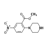 structure of CAS# 886360-73-2, Methyl 5-nitro-2-(1-piperazinyl)benzoate;5-Nitro-2-piperazin-1-yl-benzoic acid methyl ester;BENZOIC ACID,5-NITRO-2-(1-PIPERAZINYL)-, METHYL ESTER;Methyl 5-nitro-2-piperazinobenzenecarboxylate