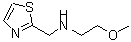 structure of CAS# 886504-94-5, 2-Methoxy-N-(1,3-thiazol-2-ylmethyl)ethanamine;(2-methoxyethyl)(1,3-thiazol-2-ylmethyl)amine;(2-methox<wbr>yethyl)(1<wbr>,3-thiazo<wbr>l-2-ylmet<wbr>hyl)amine<wbr> dihydroc<wbr>hloride;(2-Methoxy-ethyl)-thiazol-2-ylmethyl-amine