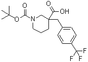 CAS#: 887344-24-3， 1-{[(2-Methyl-2-propanyl)oxy]carbonyl}-3-[4-(trifluoromethyl)benzyl]-3-piperidinecarboxylic acid
