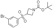 structure of CAS# 887593-56-8, 2-Methyl-2-propanyl 3-[(3-bromophenyl)sulfonyl]-1-azetidinecarboxylate;1-Azetidi<wbr>necarboxy<wbr>lic acid,<wbr> 3-[(3-br<wbr>omophenyl<wbr>)sulfonyl<wbr>]-, 1,1-d<wbr>imethylet<wbr>hyl ester;1-AZETIDI<wbr>NECARBOXY<wbr>LICACID, <wbr>3-[(3-BRO<wbr>MOPHENYL)<wbr>SULFONYL]<wbr>-, 1,1-DI<wbr>METHYLETH<wbr>YL ESTER;2-Methyl-<wbr>2-propany<wbr>l 3-[(3-b<wbr>romopheny<wbr>l)sulfony<wbr>l]-1-azet<wbr>idinecarb<wbr>oxylate