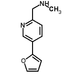structure of CAS# 892502-04-4, 1-[5-(2-Furyl)-2-pyridinyl]-N-methylmethanamine;[(5-(2-furyl)(2-pyridyl))methyl]methylamine;[5-(Fur-2-yl)pyridin-2-yl]-N-methylmethylamine;2-PYRIDINEMETHANAMINE,5-(2-FURANYL)-N-METHYL-
