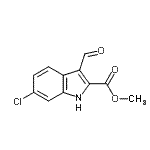 结构式 CAS# 893730-96-6, 甲基6-氯-3-甲酰基-1H-吲哚-2-羧酸酯