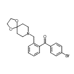 structure of CAS# 898755-99-2, (4-Bromophenyl)[2-(1,4-dioxa-8-azaspiro[4.5]dec-8-ylmethyl)phenyl]methanone;4'-bromo-<wbr>2-[8-(1,4<wbr>-dioxa-8-<wbr>azaspiro[<wbr>4.5]decyl<wbr>)methyl]b<wbr>enzopheno<wbr>ne