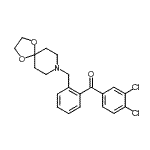 structure of CAS# 898756-57-5, (3,4-Dichlorophenyl)[2-(1,4-dioxa-8-azaspiro[4.5]dec-8-ylmethyl)phenyl]methanone;3,4-dichl<wbr>oro-2'-[8<wbr>-(1,4-dio<wbr>xa-8-azas<wbr>piro[4.5]<wbr>decyl)met<wbr>hyl]benzo<wbr>phenone