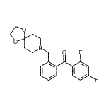 structure of CAS# 898756-63-3, (2,4-Difluorophenyl)[2-(1,4-dioxa-8-azaspiro[4.5]dec-8-ylmethyl)phenyl]methanone;2,4-diflu<wbr>oro-2'-[8<wbr>-(1,4-dio<wbr>xa-8-azas<wbr>piro[4.5]<wbr>decyl)met<wbr>hyl]benzo<wbr>phenone