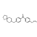 structure of CAS# 898757-55-6, [4-(1,4-Dioxa-8-azaspiro[4.5]dec-8-ylmethyl)phenyl](4-methoxyphenyl)methanone;4'-[8-(1,<wbr>4-dioxa-8<wbr>-azaspiro<wbr>[4.5]decy<wbr>l)methyl]<wbr>-4-methox<wbr>y benzoph<wbr>enone