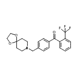 structure of CAS# 898758-10-6, [4-(1,4-Dioxa-8-azaspiro[4.5]dec-8-ylmethyl)phenyl][2-(trifluoromethyl)phenyl]methanone;4'-[8-(1,<wbr>4-dioxa-8<wbr>-azaspiro<wbr>[4.5]decy<wbr>l)methyl]<wbr>-2-triflu<wbr>oromethyl<wbr>benzophen<wbr>one