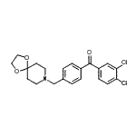 structure of CAS# 898758-37-7, (3,4-Dichlorophenyl)[4-(1,4-dioxa-8-azaspiro[4.5]dec-8-ylmethyl)phenyl]methanone;3,4-dichl<wbr>oro-4'-[8<wbr>-(1,4-dio<wbr>xa-8-azas<wbr>piro[4.5]<wbr>decyl)met<wbr>hyl]benzo<wbr>phenone