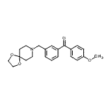 structure of CAS# 898761-44-9, [3-(1,4-Dioxa-8-azaspiro[4.5]dec-8-ylmethyl)phenyl](4-methoxyphenyl)methanone;3-[8-(1,4<wbr>-dioxa-8-<wbr>azaspiro[<wbr>4.5]decyl<wbr>)methyl]-<wbr>4'-methox<wbr>y benzoph<wbr>enone