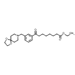 structure of CAS# 898762-68-0, Ethyl 8-[3-(1,4-dioxa-8-azaspiro[4.5]dec-8-ylmethyl)phenyl]-8-oxooctanoate;ethyl 8-[<wbr>3-[8-(1,4<wbr>-dioxa-8-<wbr>azaspiro[<wbr>4.5]decyl<wbr>)methyl]p<wbr>henyl]-8-<wbr>oxooctano<wbr>ate
