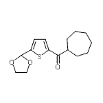 structure of CAS# 898772-58-2, Cycloheptyl[5-(1,3-dioxolan-2-yl)-2-thienyl]methanone;Cycloheptyl 5-(1,3-dioxolan-2-yl)-2-thienyl ketone