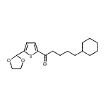 structure of CAS# 898772-78-6, 5-Cyclohexyl-1-[5-(1,3-dioxolan-2-yl)-2-thienyl]-1-pentanone;(4-Cyclohexyl)butyl 5-(1,3-dioxolan-2-yl)-2-thienyl ketone
