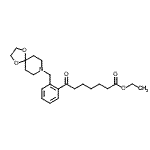 structure of CAS# 898781-32-3, Ethyl 7-[2-(1,4-dioxa-8-azaspiro[4.5]dec-8-ylmethyl)phenyl]-7-oxoheptanoate;ethyl 7-[<wbr>2-[8-(1,4<wbr>-dioxa-8-<wbr>azaspiro[<wbr>4.5]decyl<wbr>)methyl]p<wbr>henyl]-7-<wbr>oxoheptan<wbr>oate