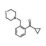 structure of CAS# 898782-52-0, Cyclopropyl[2-(4-thiomorpholinylmethyl)phenyl]methanone;cyclopropyl 2-(thiomorpholinomethyl)phenyl ketone