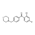 structure of CAS# 898783-04-5, (2-Chloro-4-fluorophenyl)[4-(4-thiomorpholinylmethyl)phenyl]methanone;2-chloro-4-fluoro-4'-thiomorpholinomethyl benzophenone