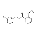 structure of CAS# 898788-97-1, 3-(3-Fluorophenyl)-1-[2-(methylsulfanyl)phenyl]-1-propanone;3-(3-fluorophenyl)-2'-thiomethylpropiophenone