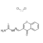 structure of CAS# 902779-59-3, (2E)-2-[(4-Oxo-4H-chromen-3-yl)methylene]hydrazinecarbothioamide - dichlorocopper (1:1);Dichloro[<wbr>(2Z)-2-[(<wbr>4-oxo-4H-<wbr>1-benzopy<wbr>ran-3-yl)<wbr>methylene<wbr>]hydrazin<wbr>ecarbothi<wbr>oamide co<wbr>pper comp<wbr>lex;FPA 124