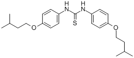 structure of CAS# 910-86-1, N,N'-Bis[4-(3-Methylbutoxy)Phenyl]-Thiourea;1,3-Bis(4-Isopentyloxyphenyl)Thiourea;1,3-Bis(4-Isoamoxyphenyl)Thiourea;Tiocarlide [Dcf:Inn]