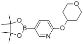 structure of CAS# 910036-98-5, 2-(Tetrahydropyran-4-yloxy)pyridine-5-boronic acid, pinacol ester;2-(Tetrahydro-2H-Pyran-4-Yloxy)-5-(4,4,5,5-Tetramethyl-1,3,2-Dioxaborolan-2-Yl)Pyridine;2-(Tetrahydropyran-4-Yloxy)-5-(4,4,5,5-Tetramethyl-1,3,2-Dioxaborolan-2-Yl)Pyridine;2-(Tetrahydro-2H-Pyran-4-Yloxy)Pyridine-5-Boronic Acid, Pinacol Ester