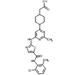CAS#: 910297-53-9， {4-[6-({5-[(2-Chloro-6-methylphenyl)carbamoyl]-1,3-thiazol-2-yl}amino)-2-methyl-4-pyrimidinyl]-1-piperazinyl}acetic acid