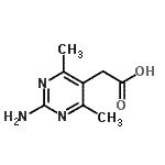 structure of CAS# 933687-60-6, (2-Amino-4,6-dimethyl-5-pyrimidinyl)acetic acid;(2-amino-4,6-dimethyl-5-pyrimidinyl)acetic acid;(2-amino-4,6-dimethylpyrimidin-5-yl)acetic acid;(2-Amino-4,6-dimethyl-pyrimidin-5-yl)-acetic acid