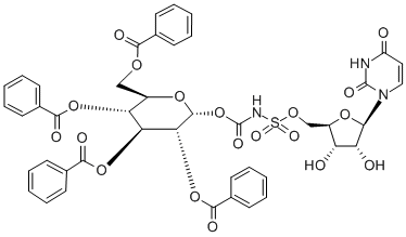 CAS#: 93426-60-9， 5'-O-((((2'',3'',4'',6''-Tetra-O-benzoylglucopyranosyl)oxy)carbonyl)amino)sulfonyluridine