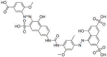CAS#: 93919-21-2， 3-[[1-Hydroxy-6-[[[[4-[(8-Hydroxy-3,6-Disulpho-1-Naphthyl)Azo]-2-Methoxy-5-Methylphenyl]Amino]Carbonyl]Amino]-3-Sulpho-2-Naphthyl]Azo]-p-Anisic Acid