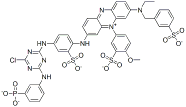 CAS#: 93923-62-7， 3-[[4-[[4-Chloro-6-[(3-Phosphonophenyl)Amino]-1,3,5-Triazin-2-Yl]Amino]-2-Sulfophenyl]Amino]-7-[Ethyl[(3-Sulfophenyl)Methyl]Amino]-5-(4-Methoxy-3-Sulfophenyl)-Phenazinium Inner Salt