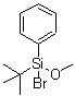 structure of CAS# 94124-39-7, Bromo(methoxy)(2-methyl-2-propanyl)(phenyl)silane;Bromo-tert-butyl(methoxy)phenylsilane;TBMPSiBr;tert-Butyl(methoxy)phenylbromosilane